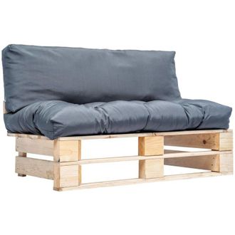 vidaXL Divano da Giardino a Pallet con Cuscini Grigi in Legno di Pino vidaXL