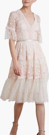 Needle & Thread Midsummer Lace Dress in Champagne/ballet Slipper at Nordstrom, Size 14