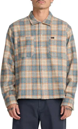 Rvca Dayshift Flannel Button-Up Shirt in Wheat at Nordstrom, Size Xx-Large