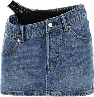 Alexander Wang T by Alexander Wang Asymmetric Lace Detail Mini Skirt, Waist Size 28