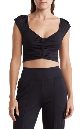 Free People FP Movement Breathe Deeper Crop Top in Black at Nordstrom, Size X-Small