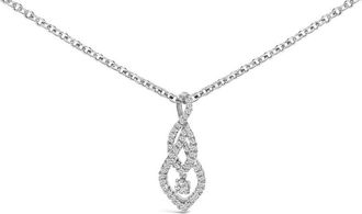 House of Brilliance Sterling Silver 1/3 Cttw Diamond Swirl Teardrop Pendant Necklace