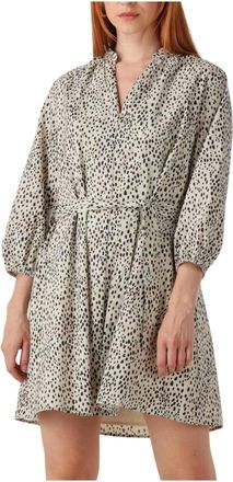 Colourful rebel Kleedjes, Dames, Veelkleurig, S, Denim, Cheetah Shirt Mini Jurk