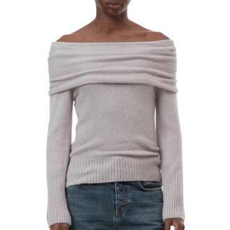Closed Wide Collar Long Sleeve Sweater In Silt Grey