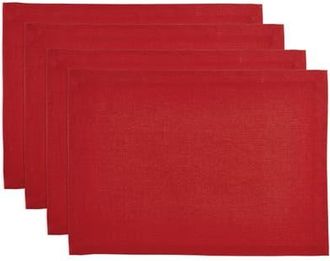 Solino Home Linen Placemats Set of 4, 14 x 19 Inch for Dining Table, Holiday and Everyday Table Decor - Diana in Cherry at Nordstrom, Size Medium