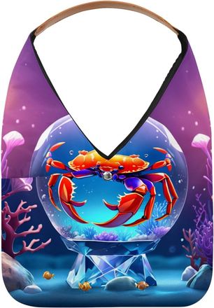 Generic Crab Crystal Ball Reusable Lightweight Grocery Bags - Foldable Into Compact Pouch, Washable & Sturdy, Multipurpose for Shopping and Travel