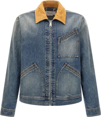 Alexander McQueen Suede Denim Jacket Giacche Blu-Uomo