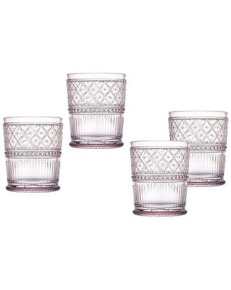 Godinger Helena Pink Double Old Fashion Glasses (Set of 4)
