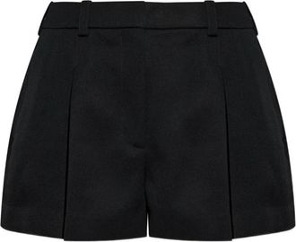 Givenchy Geplooide shorts van wol - Dames - Bermuda - Zwart - M - Wol - Korte Broeken