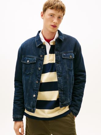 Tommy Jeans Jeansjacke TOMMY JEANS RYAN RGLR TEDDY TRCKR EXT, Herren, Gr. XXL, denim blau schwarz, Denim/Jeans, Obermaterial: 99% Baumwolle, 1% Elasthan, regular 