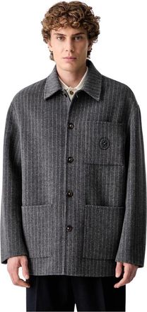 Dr&ocirc;le de Monsieur Pinstripe Shirt - Heren - Zomerjassen - Grijs - L - Wol - Jassen