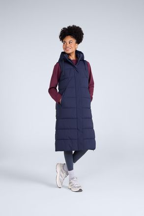 Mountain Warehouse Comfort Zone Womens Longline Gilet Water Resistant Jacket Navy - Size UK 6-8 (Womens)