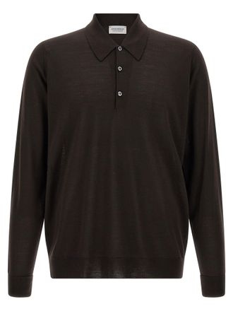 John Smedley Brown Merino Wool Polo Mens Shirt