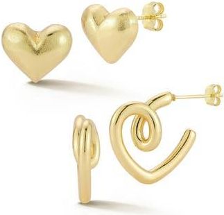 Glaze Jewelry Set of 2 Heart Stud & Huggie Hoop Earrings in Gold at Nordstrom Rack