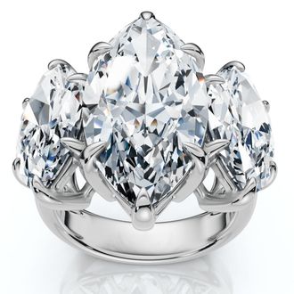 Pompeii3 Certified 10Ct Marquise Diamond Engagement Ring 3-Stone 14k Gold or Pt Lab Grown
