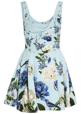 Alice & Olivia Estrella Floral-print Crepe Mini Dress - Blue - 8 (UK12 / M)