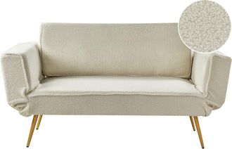 Beliani Modern Minimalistic Sofa Bed Adjustable Armrests Fabric Off-White Saarela