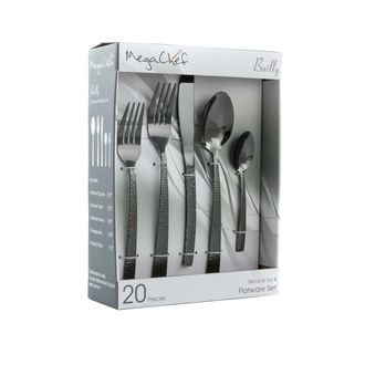 MegaChef Baily 20 Piece Flatware Utensil Set, Stainless Steel Silverware Metal Service for 4 in Rose Gold