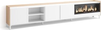 Skraut Home Skraut Home - Mueble Tv, Televisi&oacute;n, Muebles De Sal&oacute;n, Almacenaje, 315x35x61cm, Para Tv Hasta 80, Chimenea El&eacute;ctrica Xxl, Dise&ntilde;o Industrial, Estilo Mo