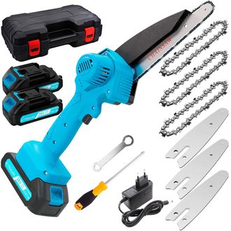 OEM Mini Motosierra Bateria Extralink, 6 Pulgadas 2x Bater&iacute;a De 3 Ah, Tama&ntilde;o Compacto, Motor Potente Y 3x Cadena De Acero Endurecido Duradera Para Un Cort