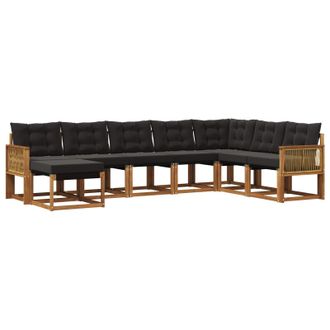 vidaXL Conjunto De Sof&aacute;s De Exterior 8 Pcs Natural Y Negro Vidaxl
