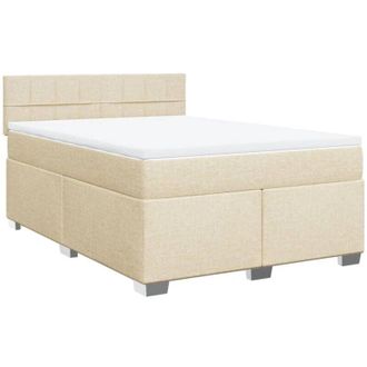 vidaXL Cama Box Spring Con Colch&oacute;n Tela Color Crema 140x200 Cm Vidaxl