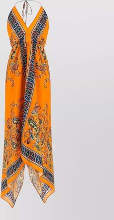 Etro paisley halter dress asymmetric hem tie detail