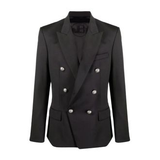 Balmain Blazers, male, Black, XL, Black Wool Blazer Jacket