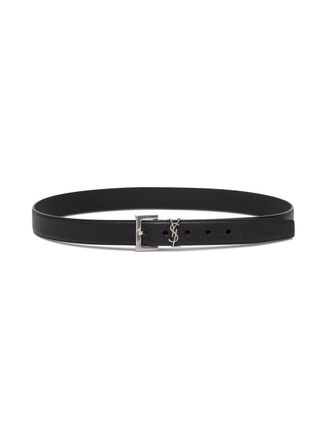 Saint Laurent Mens Leather Belt Black Lamb