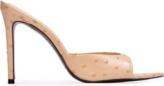 Black Suede Studio Brea Ostrich Mule in Nude Ostrich Leather at Nordstrom, Size 38.5 Eu