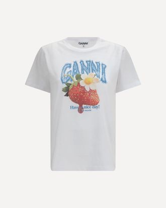 Ganni Strawberry cotton T-shirt Female M