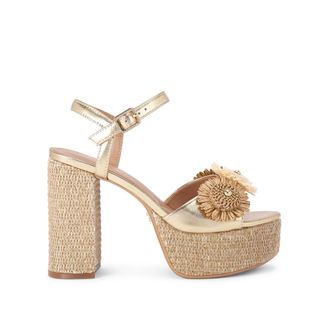 Carvela Womens Sorrento Flower Platform Sandals - Gold - Size UK 5