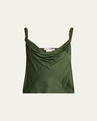 Alice & Olivia Monique Twisted-Strap Satin Tank Top