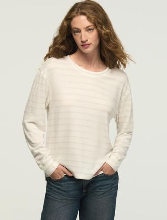 Lucky Brand Womens Cloud Long Sleeve Shine Crew Neck