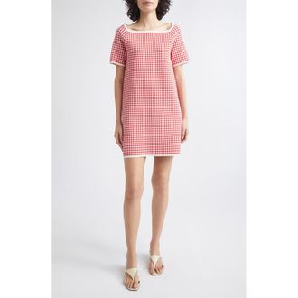 Poss&eacute; Micah Gingham Stretch Knit Minidress in Red Gingham at Nordstrom, Size Xx-Small