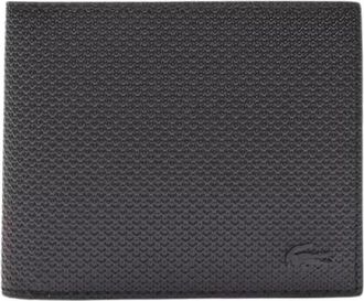 Lacoste Chantaco Piqu&eacute; Leder Portemonnee - Heren - Portefeuilles - Zwart - ONE Size - Leer - Accessoires
