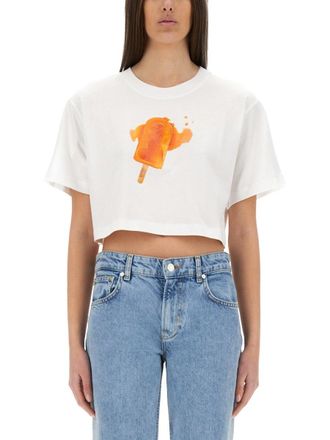 Moschino Ice Cream Print Cropped T Shirt