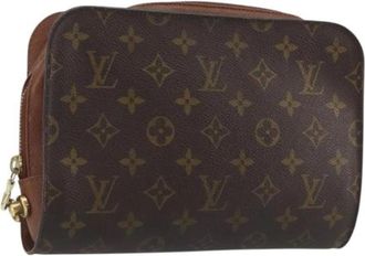 Louis Vuitton Pre-owned Monogram Clutch Bag - Dames - Vintage Clutch - Bruin - ONE Size - Leer - Vintage