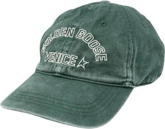 Golden Goose Venice Geborduurde Baseball Cap - Heren - Petten - Groen - ONE Size - Katoen - Accessoires