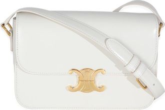 Celine White Leather Classique Triomphe Bag (Authentic Pre-Loved)