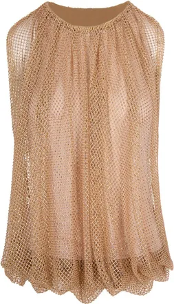 Sportmax Camel Mesh Top With Crystals