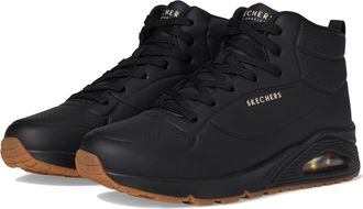 Skechers Womens Uno-Stand High Sneaker, Black/Black, 8 UK