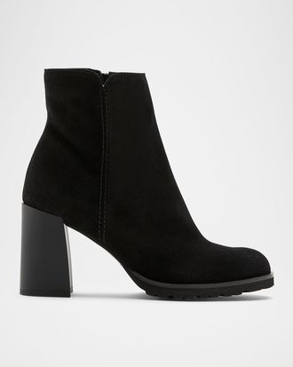 La Canadienne Maggie Suede Block Heel Ankle Booties
