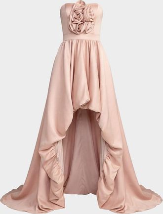 Mac Duggal 3D Rosette Satin Ballon Gown