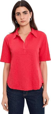 Mod-o-doc Half Sleeve Easy Polo T-Shirts Womens Clothing Fiery Glow : LG (US 12-14), Cotton