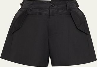 sacai Wide-Leg Hybrid Suiting Shorts
