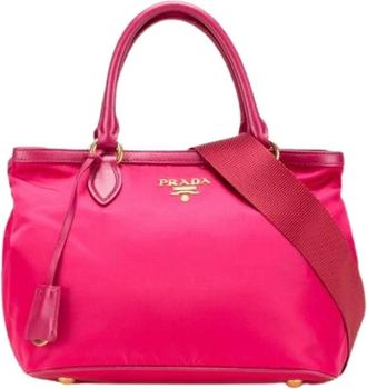 Prada Pre-owned Handbags, female, Pink, Size: ONE SIZE Pre-owned Nylon Satchel