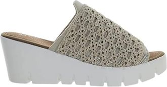 bernie mev. Womens Venti Crochet Wedge Sandal In Nude