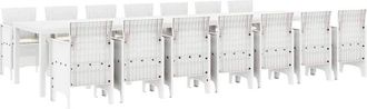 vidaXL Conjunto De Comedor De Jard&iacute;n 15 Pcs Blanco Ratan Polt Vidaxl