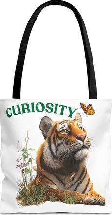 Generic Curiosity Tiger Tote Bag - Nature Lovers Accessory, Eco-Friendly Shopping Bag, Unique Animal Design, Black, 13 &times; 13, Regular